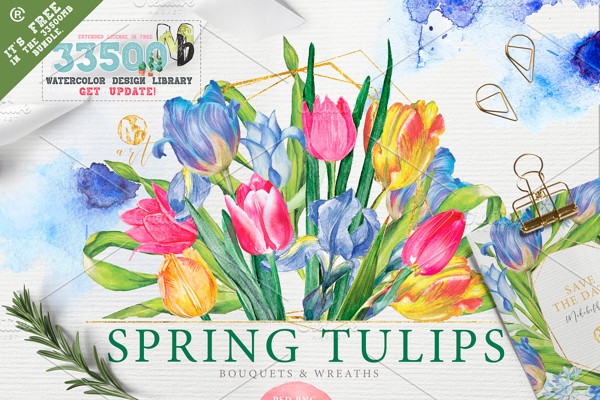 SPRING TULIPS in Illustrations - product preview 8